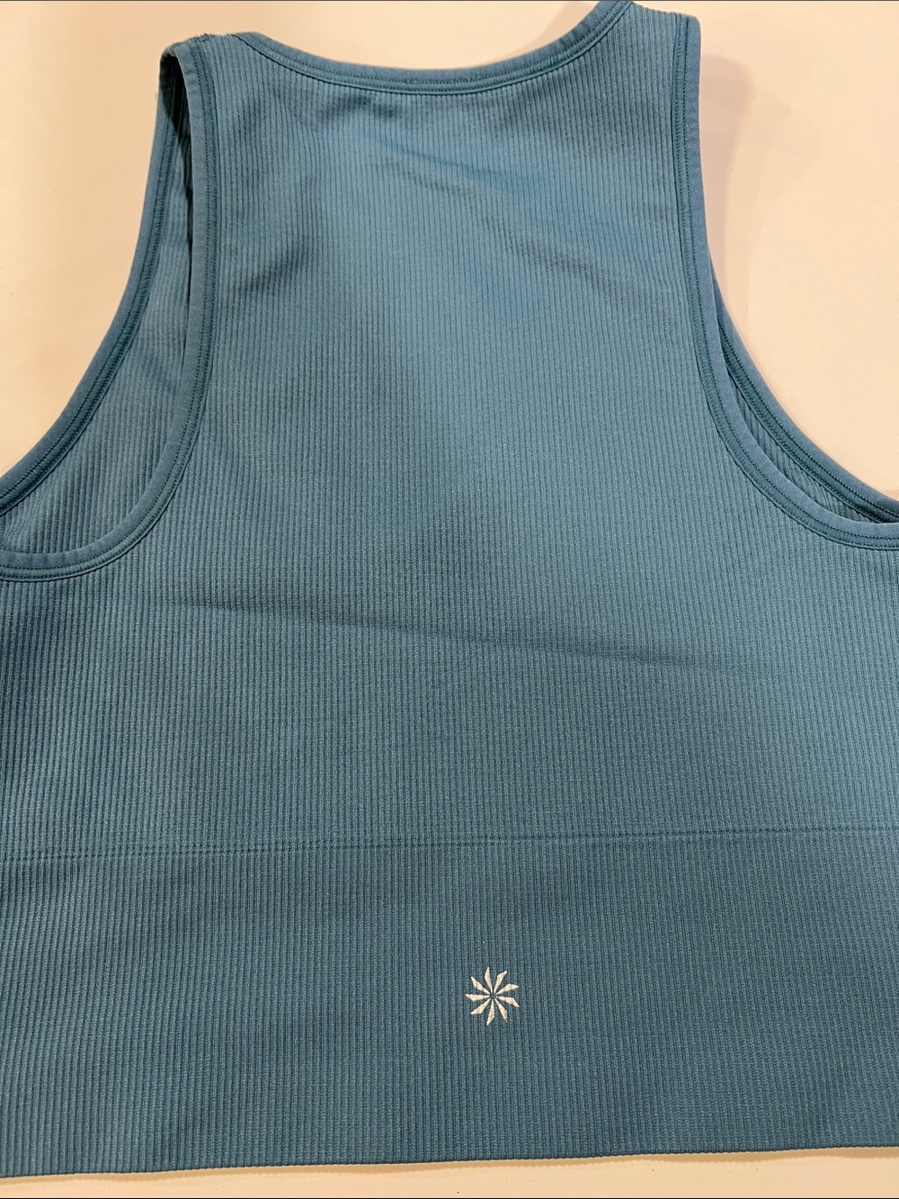 Athleta - V-Neck Ribbed Tank Top, Cropped, Sports Bra - Teal, Blue